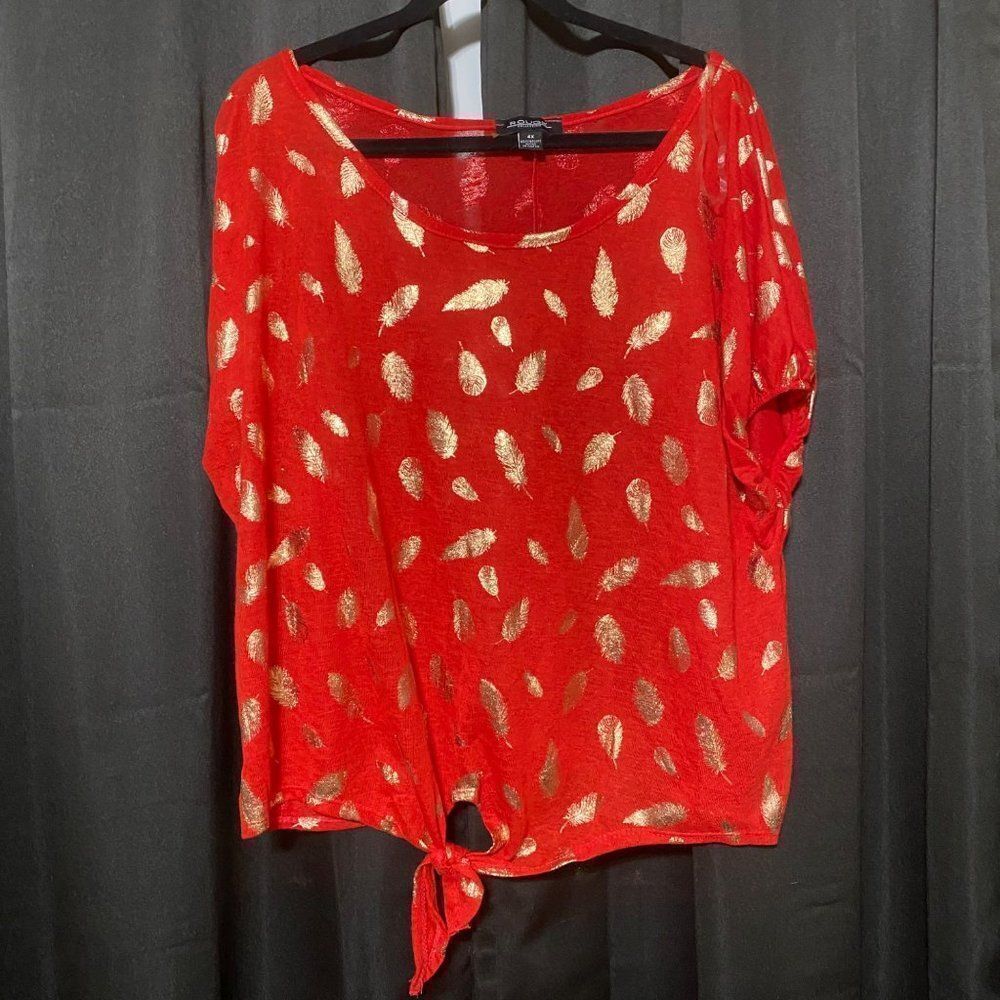 Rouge collection red/gold leaves blouse